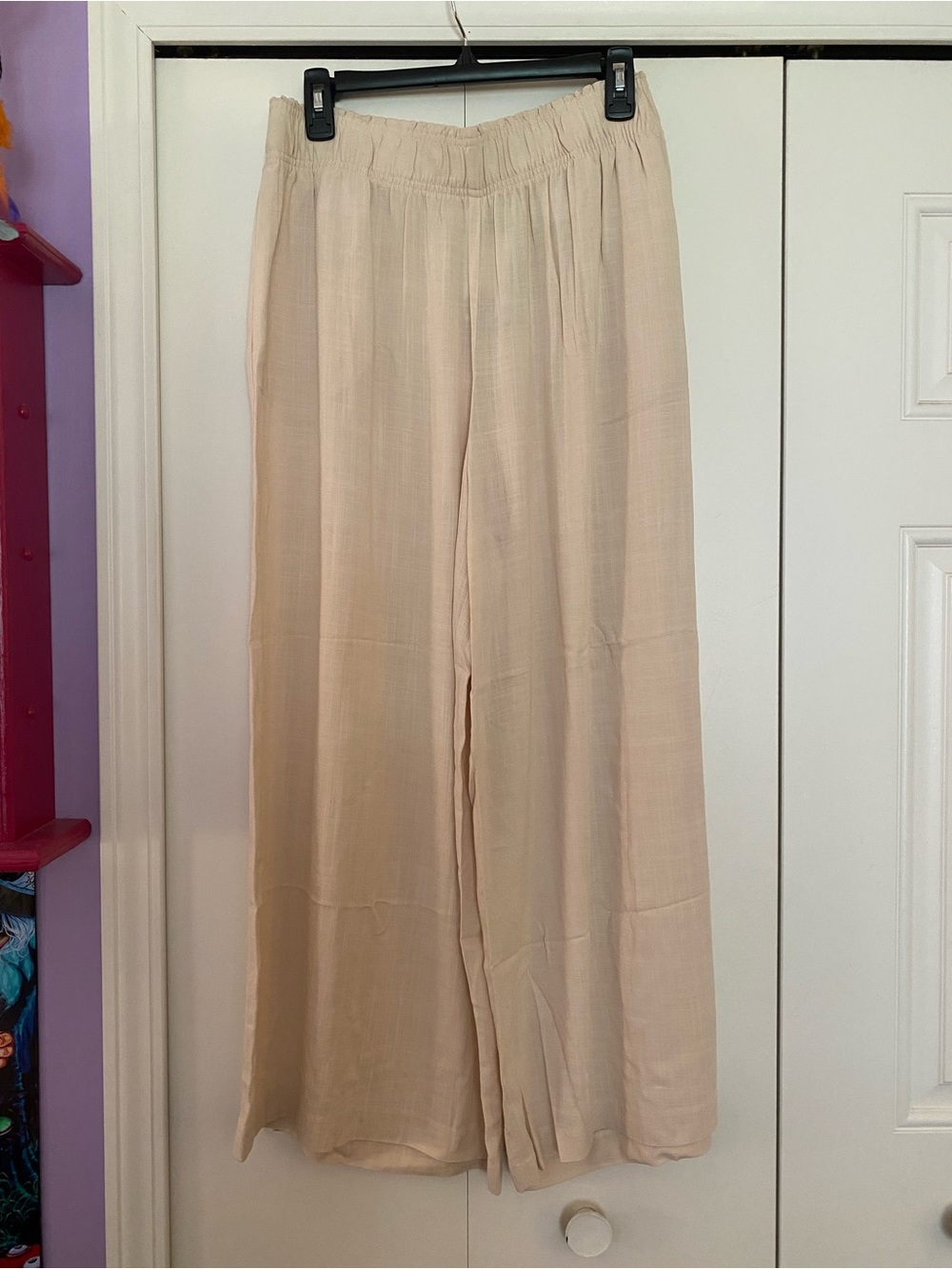 H&M Neutral Beige Wide-Leg Linen-Blend Pants - Picture 3 of 8